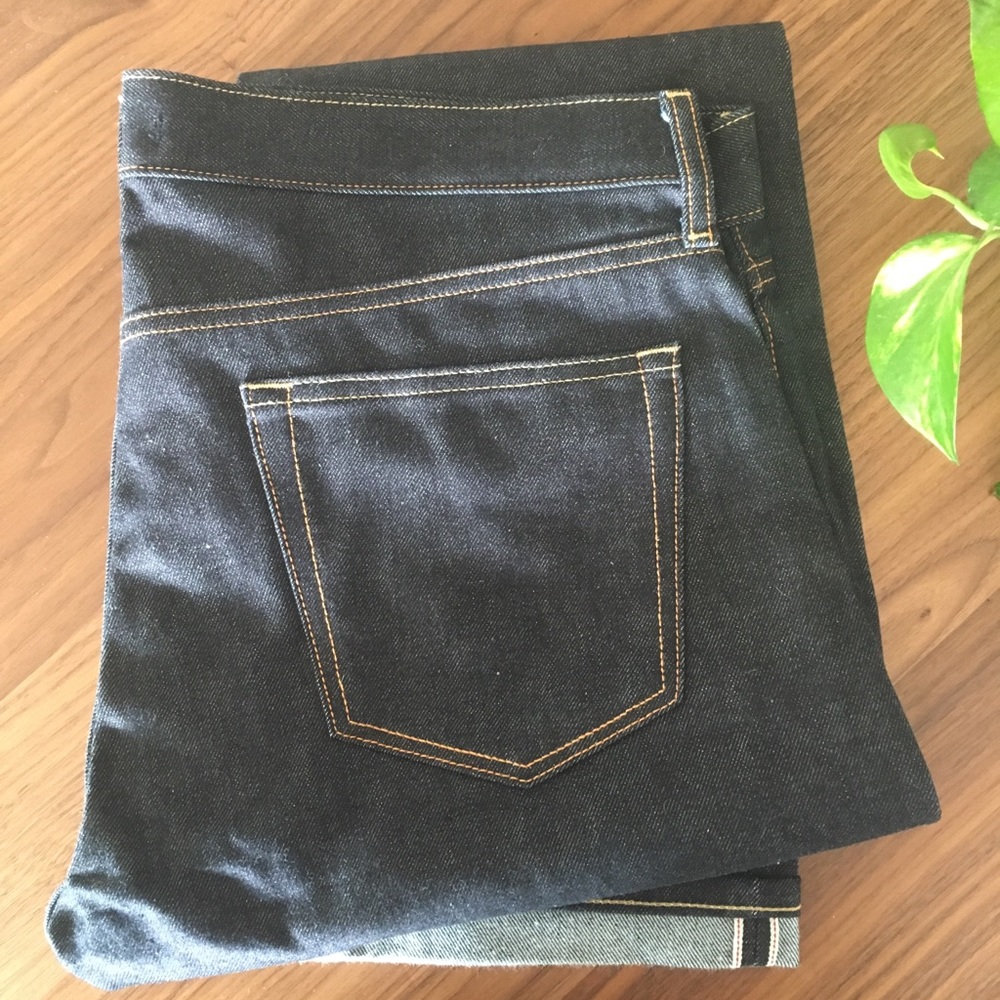 Selvedge dark indigo slim jeans - like new